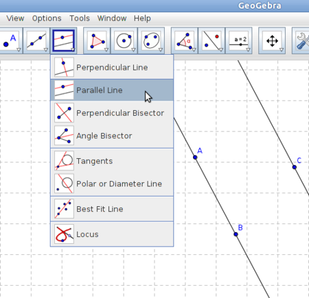 Geogebra 6 Construction a parallel line.png