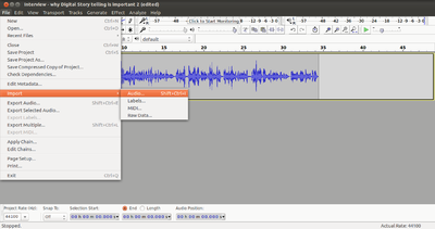 Adding a track in Audacity for background music.png